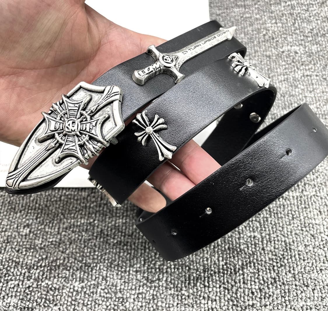 Gothic Cross Dagger Leather Belt 상품이미지1