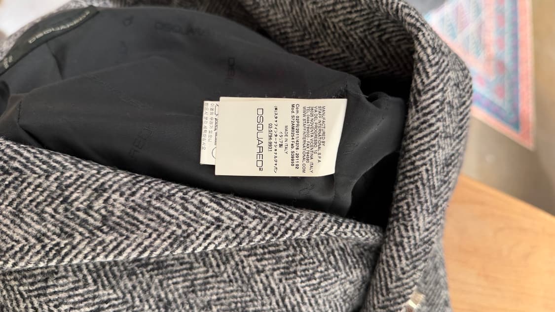 디스퀘어드2 블랙 화이트 헤링본 레더 슬리브 크롭 자켓 상품이미지8