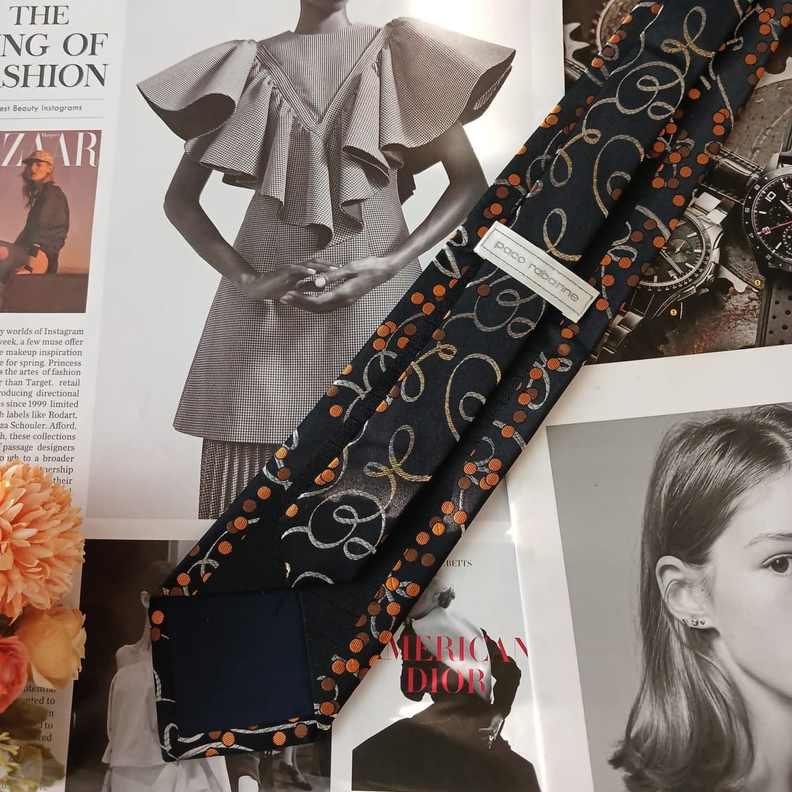 파코라반 실크 블랙 패턴 넥타이 9.5cm A+등급 K19187
 상품이미지4