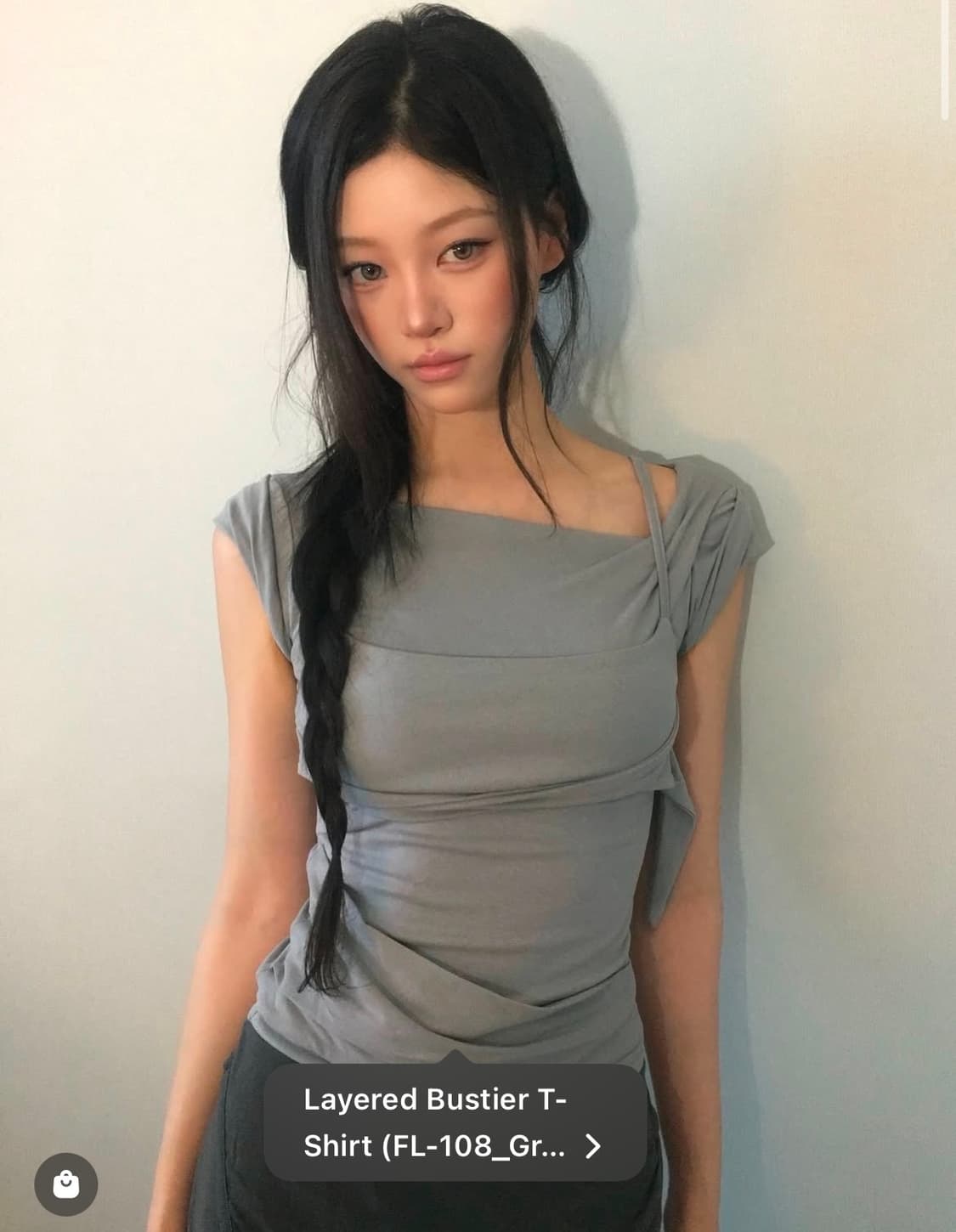 플레어업 레이어드 뷔스티에 티셔츠 그레이 상품이미지3