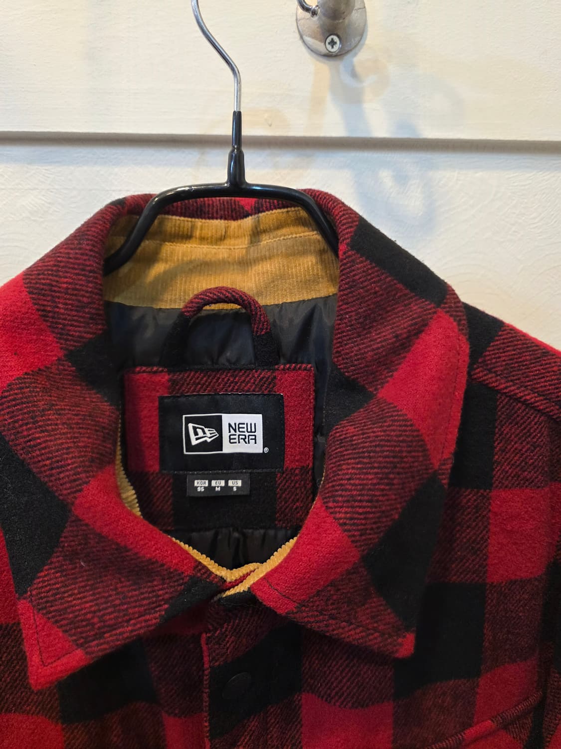 뉴에라 레드 블랙 체크 셔츠 자켓 M 상품이미지2