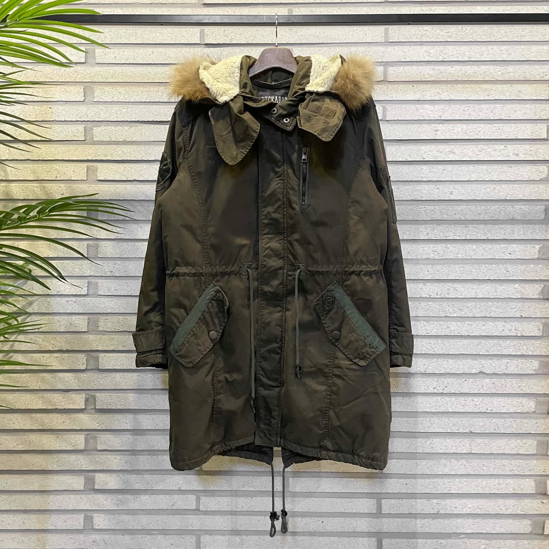 BUCKAROO 버카루 퍼후드 밀리터리 파카 멀티포켓 스트링 디테일 카키 상품이미지2