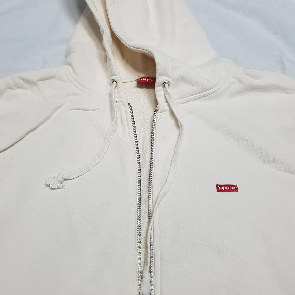 L 슈프림 스몰박스 로고 집업 후드 아이보리 오프화이트 후디 Suprem 상품이미지2