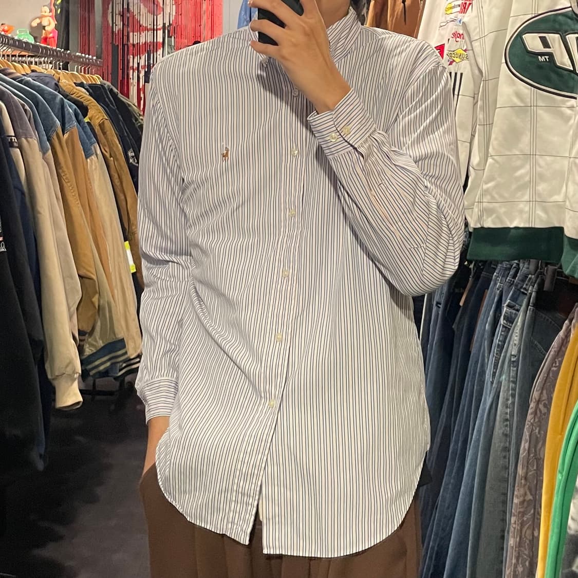 [IM] Polo 폴로 핑크블루 스트라이프 긴팔셔츠 상품이미지3