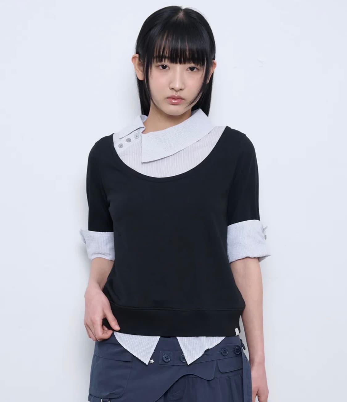 뚜오미오 어시메트리 카라 탑 ASYMMETRIC COLLAR TOP 상품이미지1
