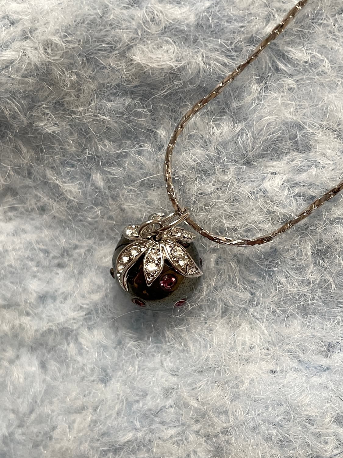 빈티지 갸루 핑크 큐빅 딸기 목걸이 상품이미지3