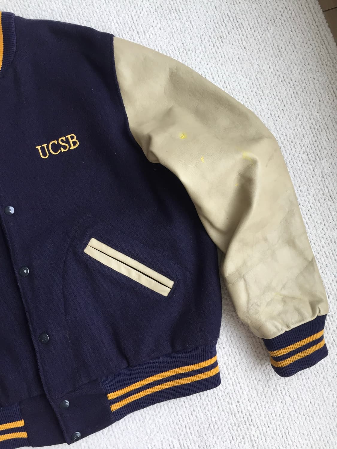 80-90‘s Dehen UCSB 울 레더 바시티 자켓 상품이미지5