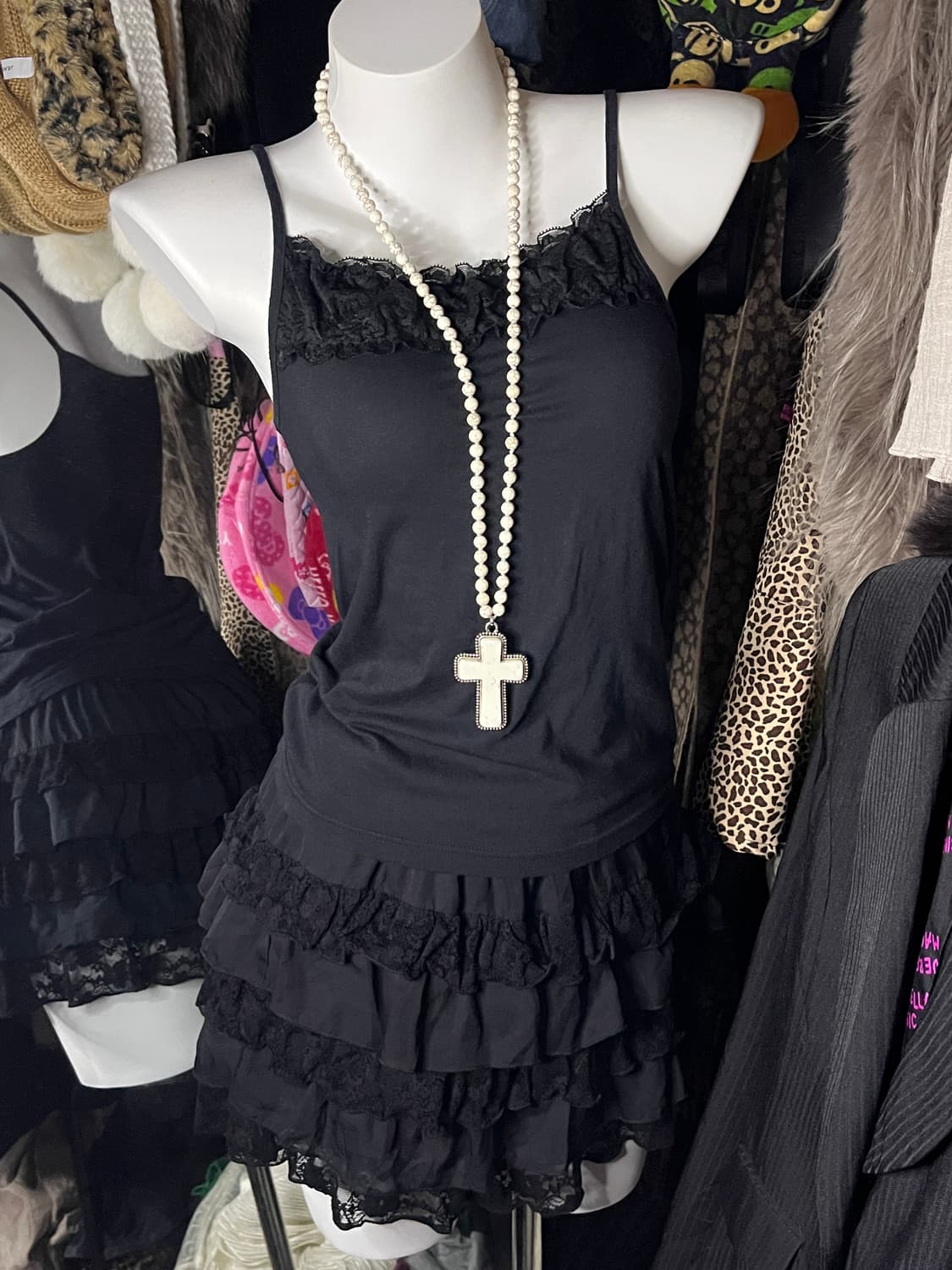 고스로리 레이스 블랙 슬리브리스 상품이미지1