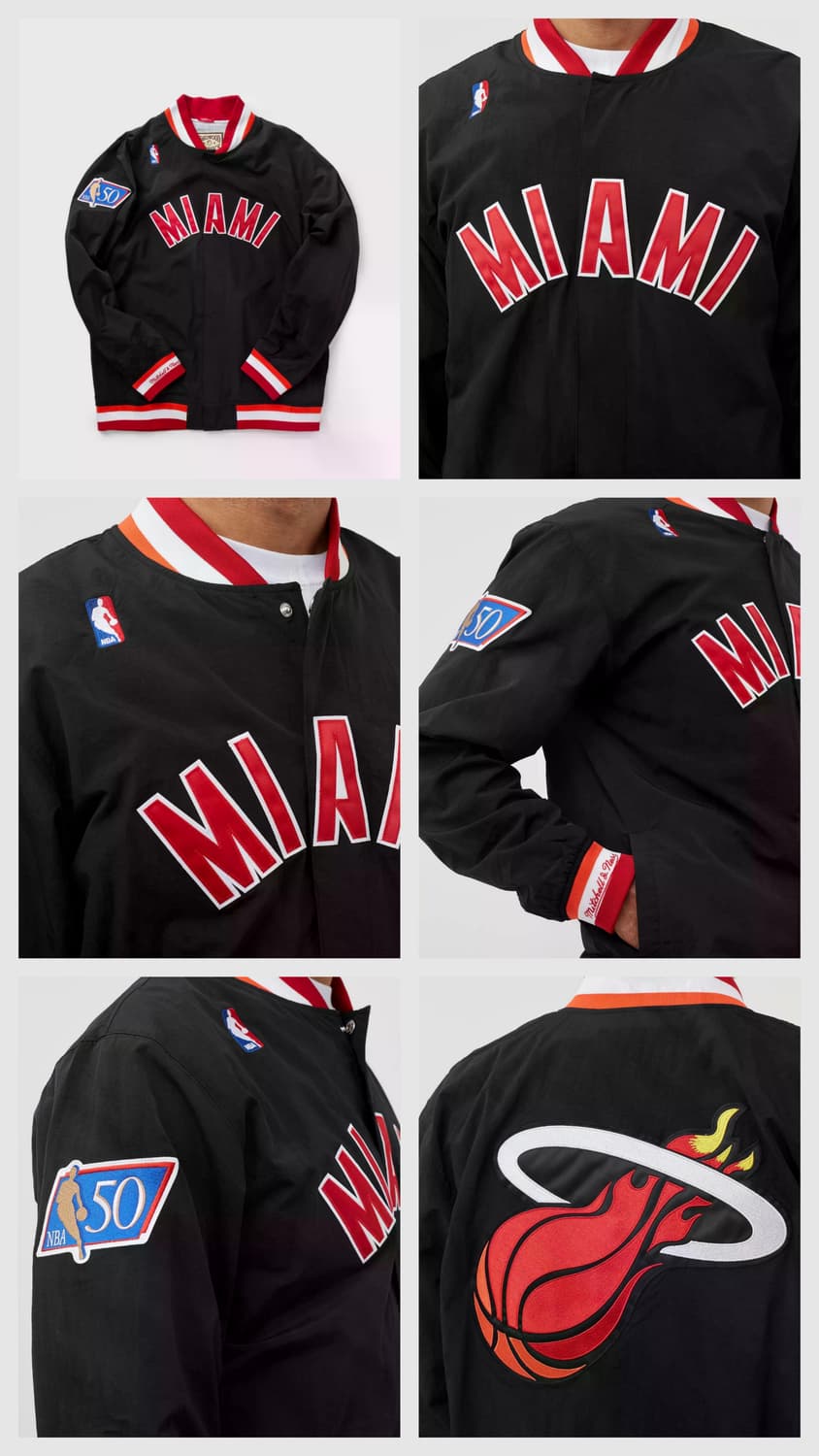 [L]미첼앤네스 마이애미 히트 어센틱 웜업 자켓 상품이미지4