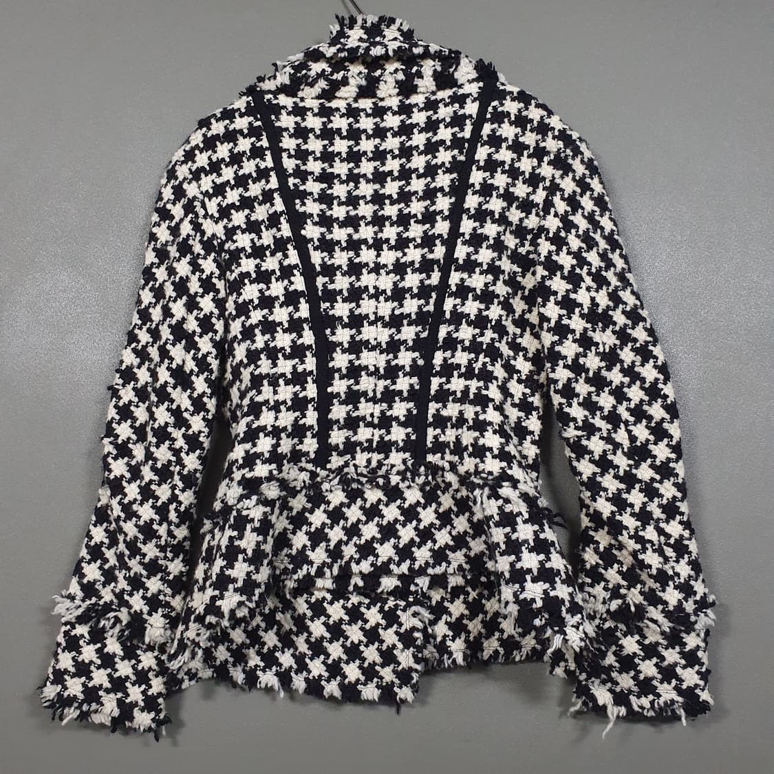 TIME 타임 한섬 라운드체크 넥 디테일 트위드 자켓 버튼 코트 S 상품이미지8