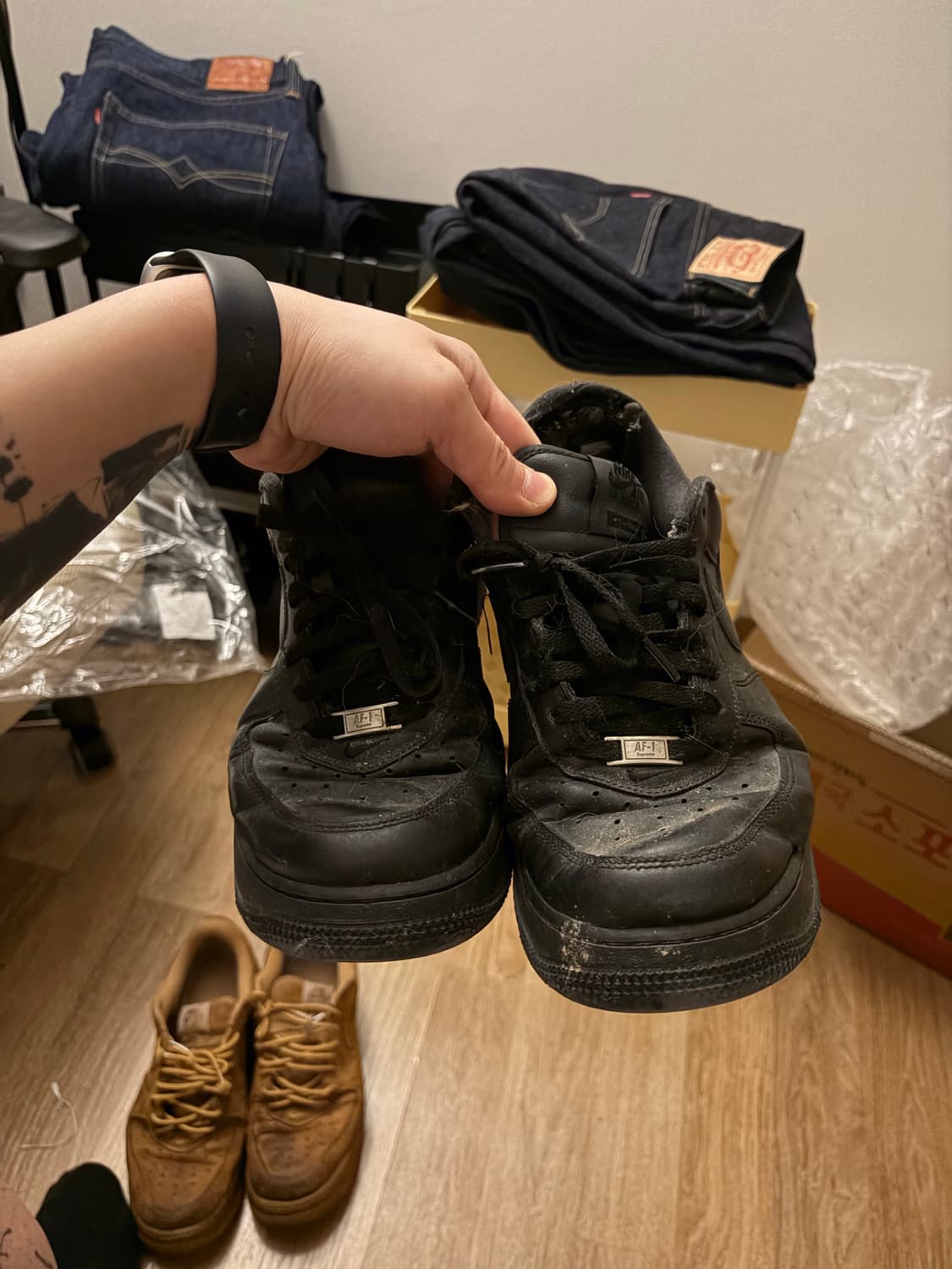 나이키 에어포스 슈프림 나이키 된장 & 블랙 2켤레 일괄 상품이미지6