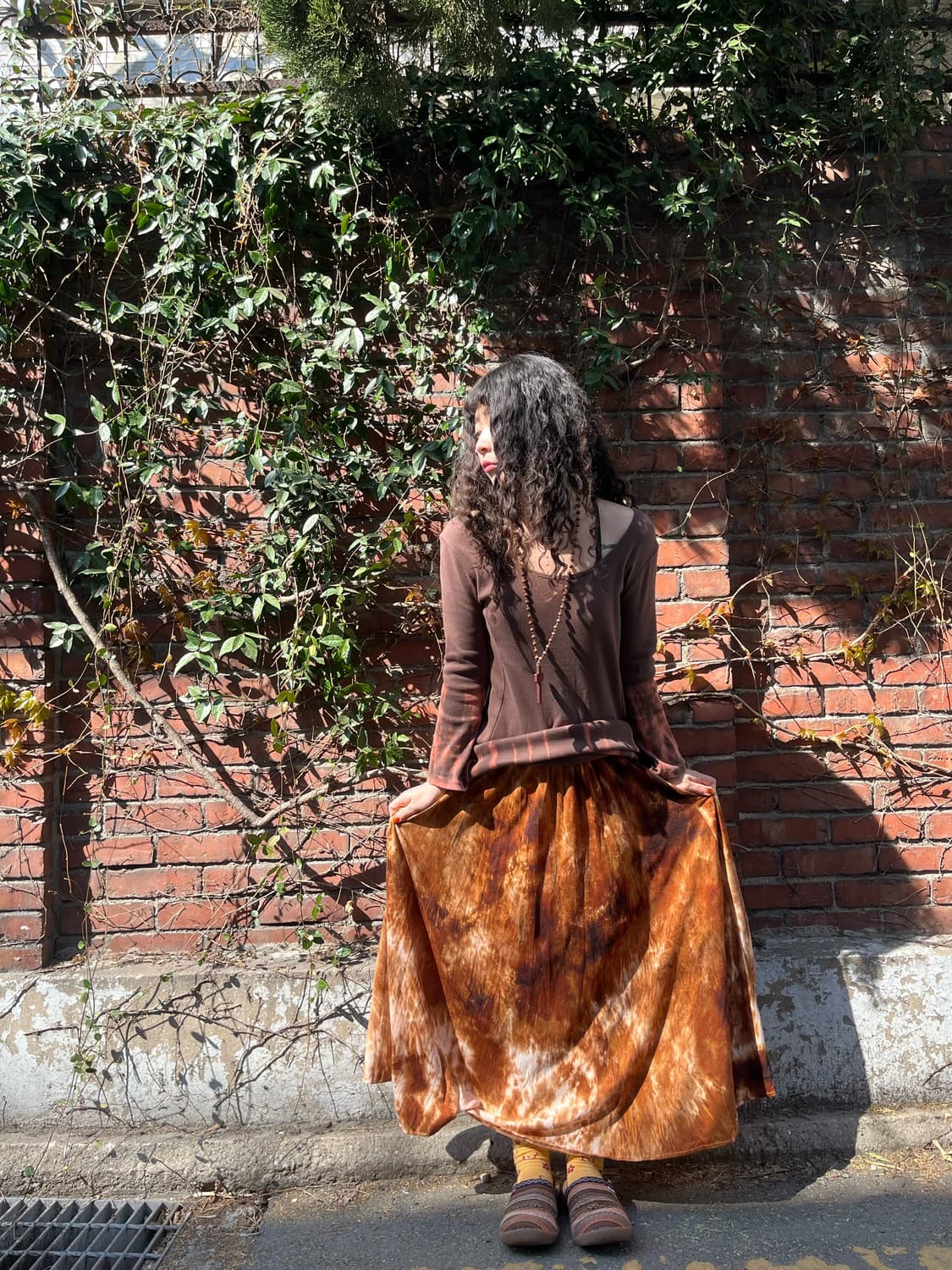 빈티지 타이다이 패턴 롱 스커트 상품이미지1