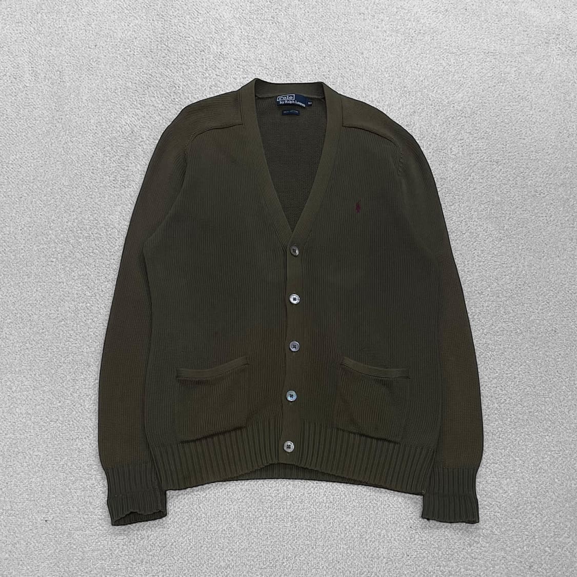 폴로 랄프로렌 코튼 브이넥 가디건 카키 상품이미지1