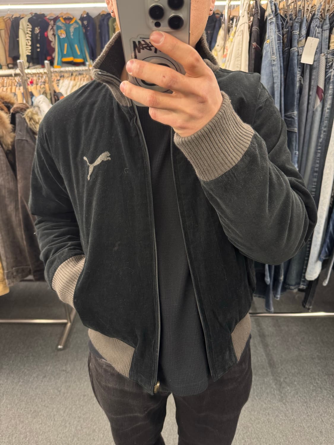 M)푸마 빈티지 리버시블 스웨이드 패딩 집업 상품이미지1