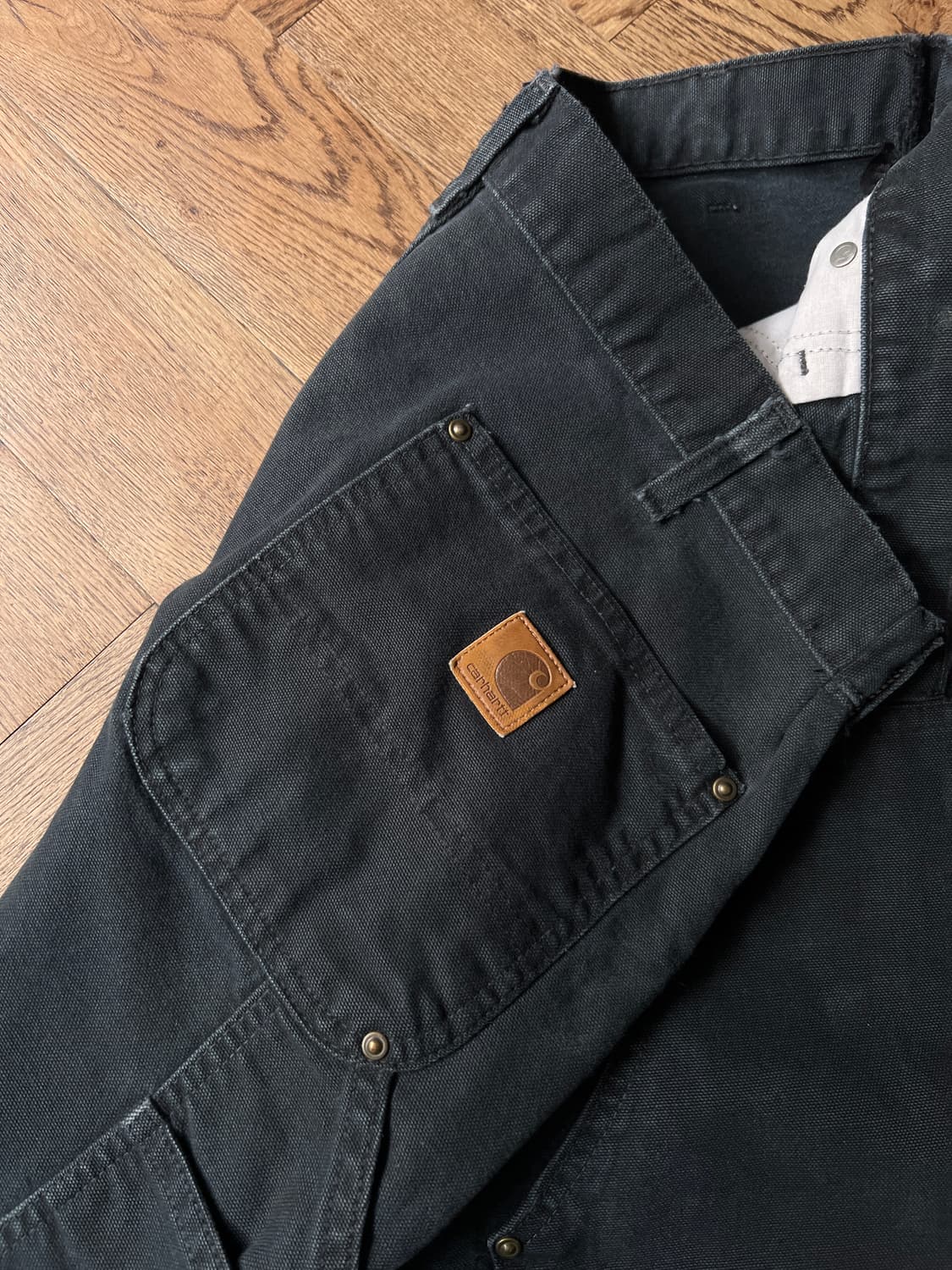 [34]칼하트 USA 빈티지 워싱 블랙 더블니 워크 팬츠 상품이미지5