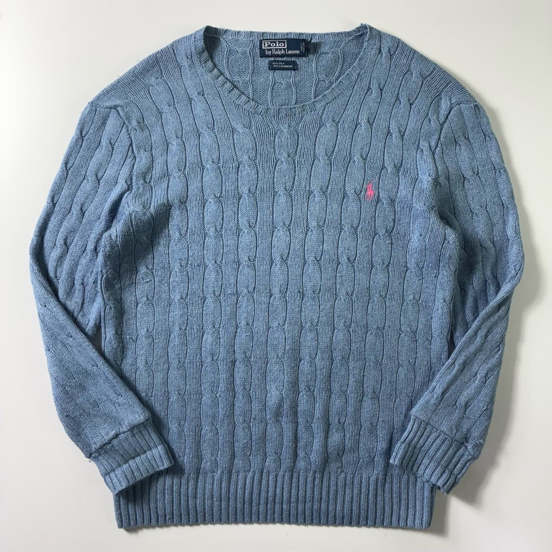 Polo  폴로 랄프로렌 자수 실크캐시미어 소라 꽈배기 니트  상품이미지1