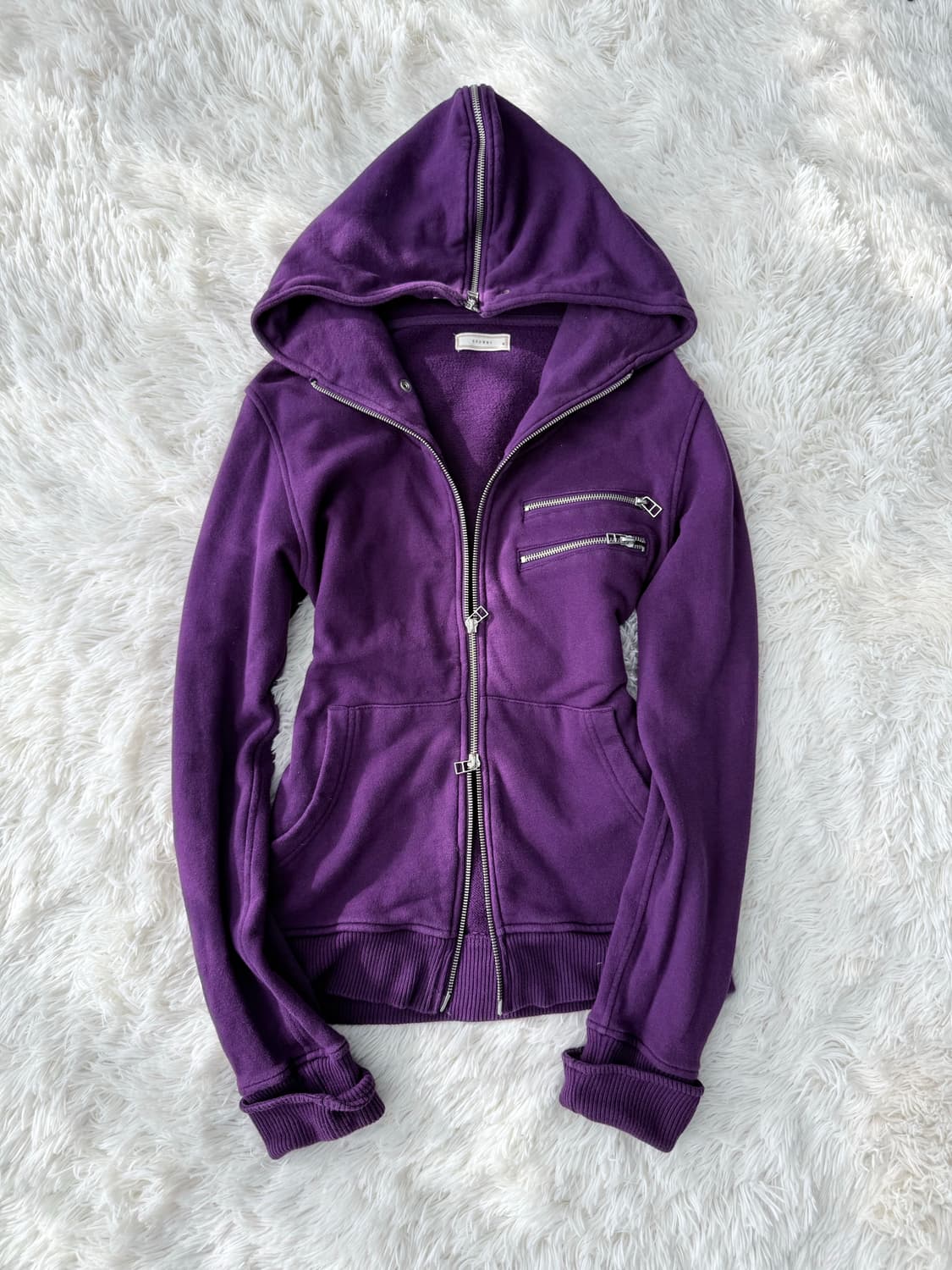 Y2K 그런지 딥퍼플 투웨이 후드 집업 상품이미지1