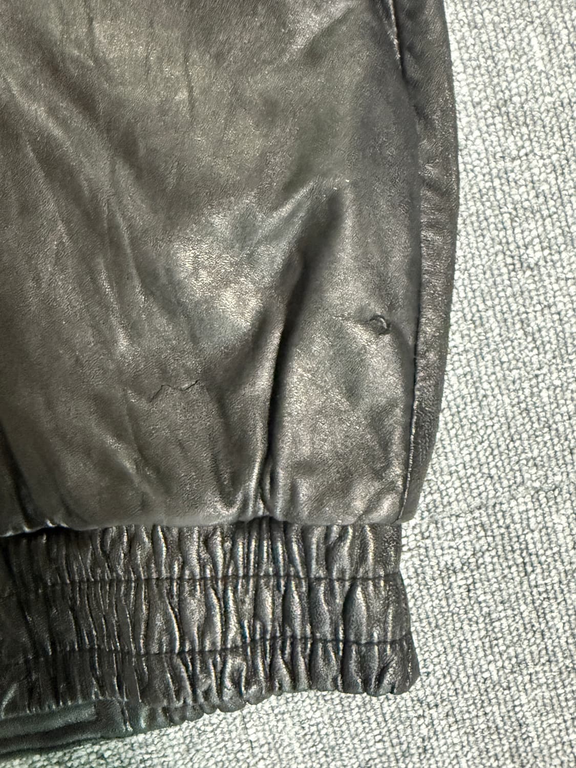 빈티지 블랙 리얼레더 하이넥 소가죽 봄버자켓 상품이미지4