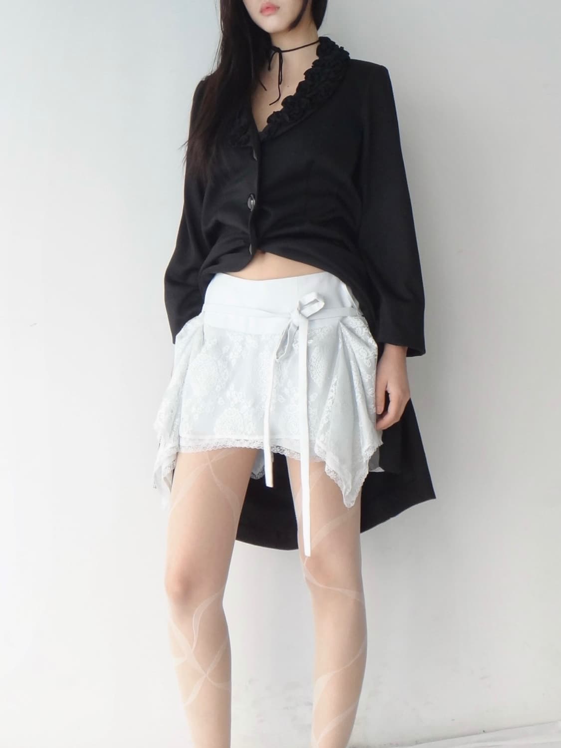 Lace strap layered skirt / pink 상품이미지4