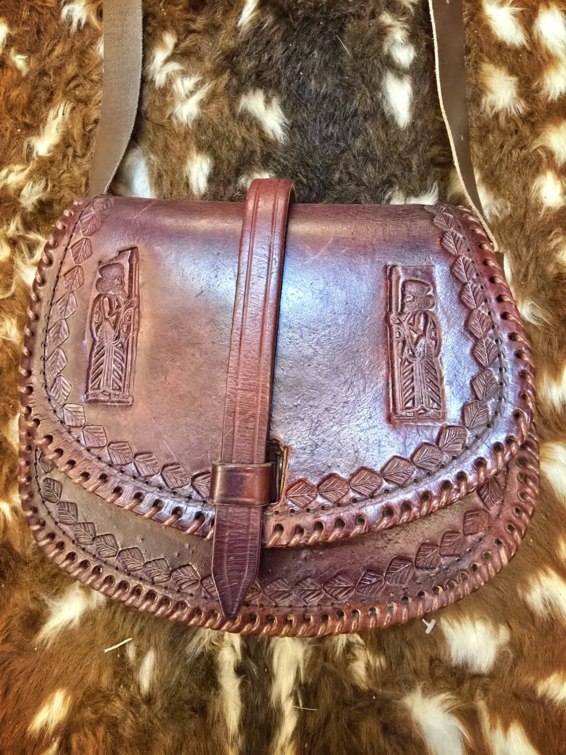 90s일본 빈티디 수제 통가죽 크로스백 상품이미지1