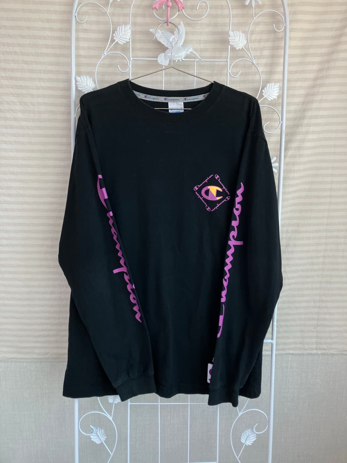 빈티지 챔피언 블랙 프린팅 긴팔 y2k 스트릿 갸루 펑키 일본빈티지547 상품이미지1