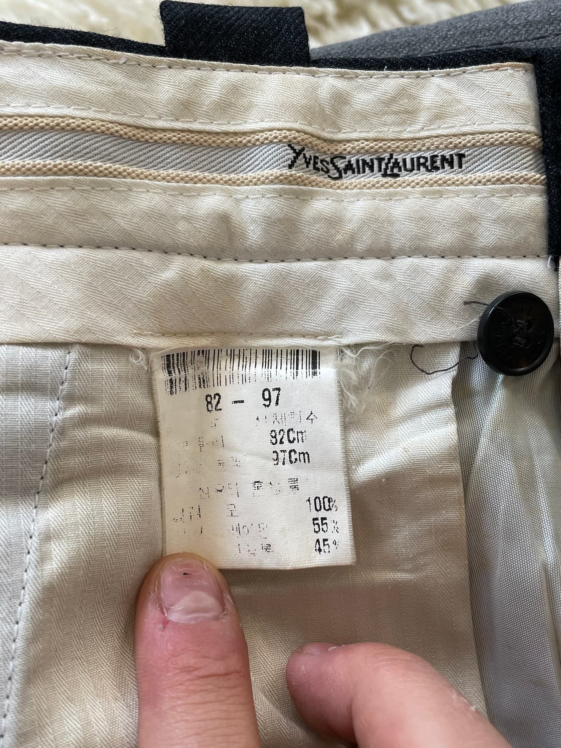 Ysl pour homme  다크 그레이 핀턱 와이드 슬랙스 상품이미지4