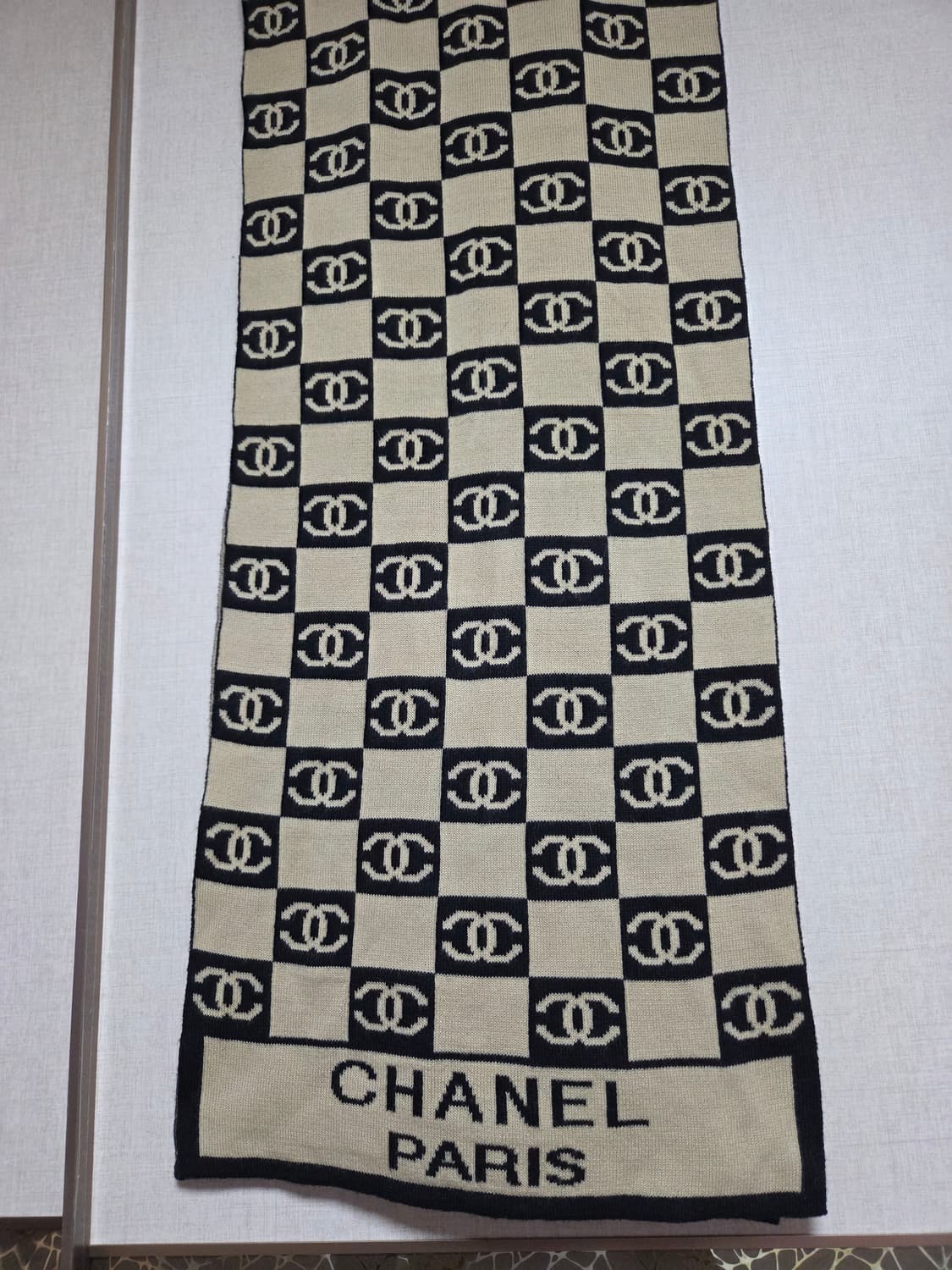 CHANEL CC 로고 양면머플러 블랙/베이지 상품이미지2