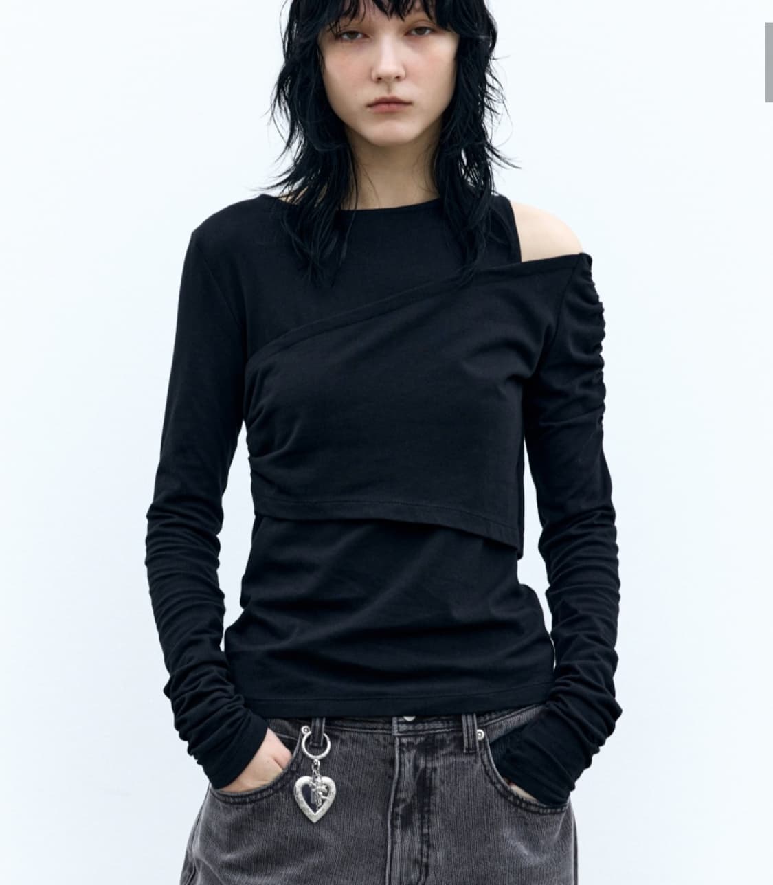 인사일런스우먼 레이어드 셔링 롱슬리브 상품이미지5