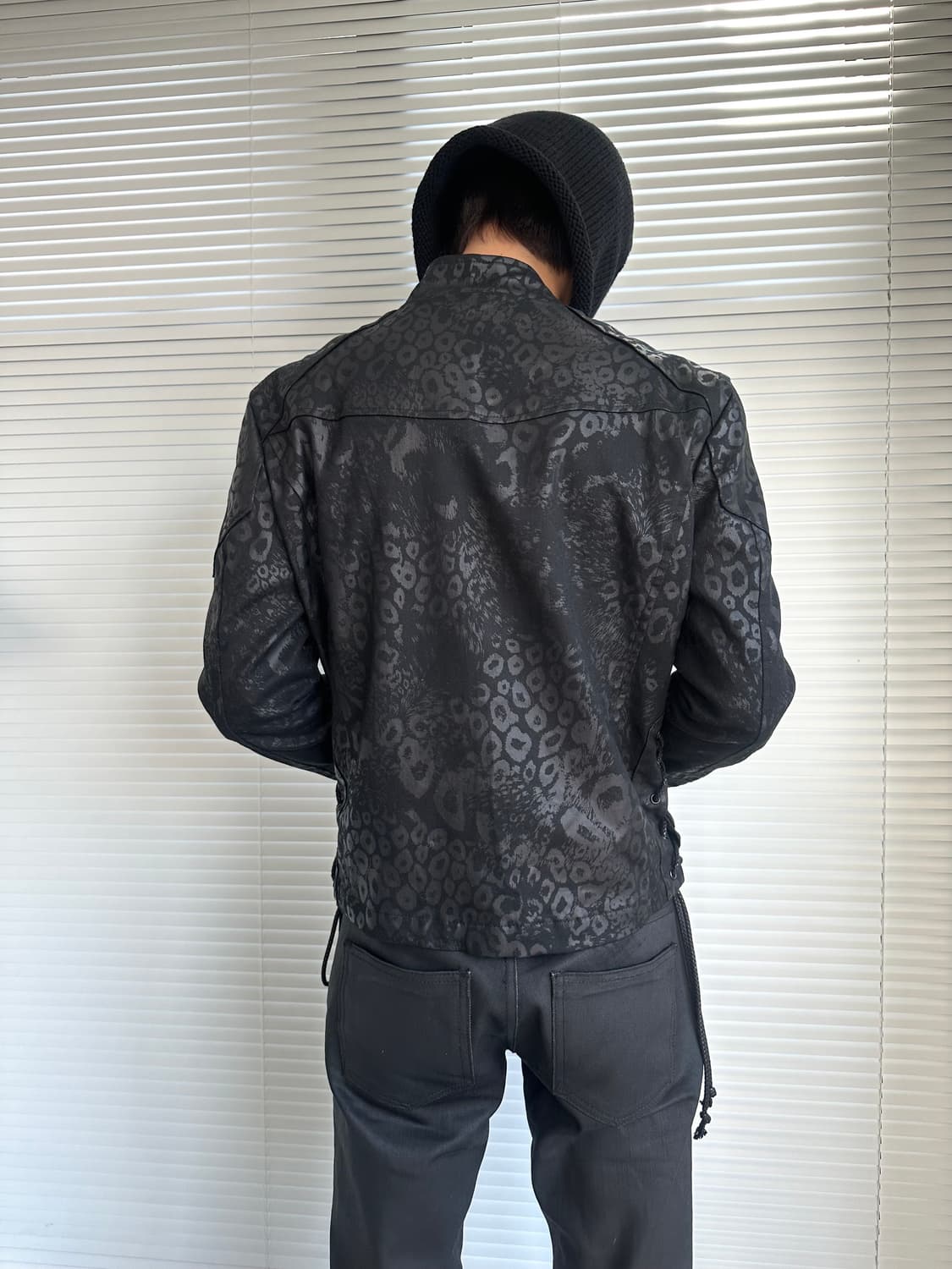 VTG 블랙 레오파드 코팅 라이더 자켓 상품이미지3