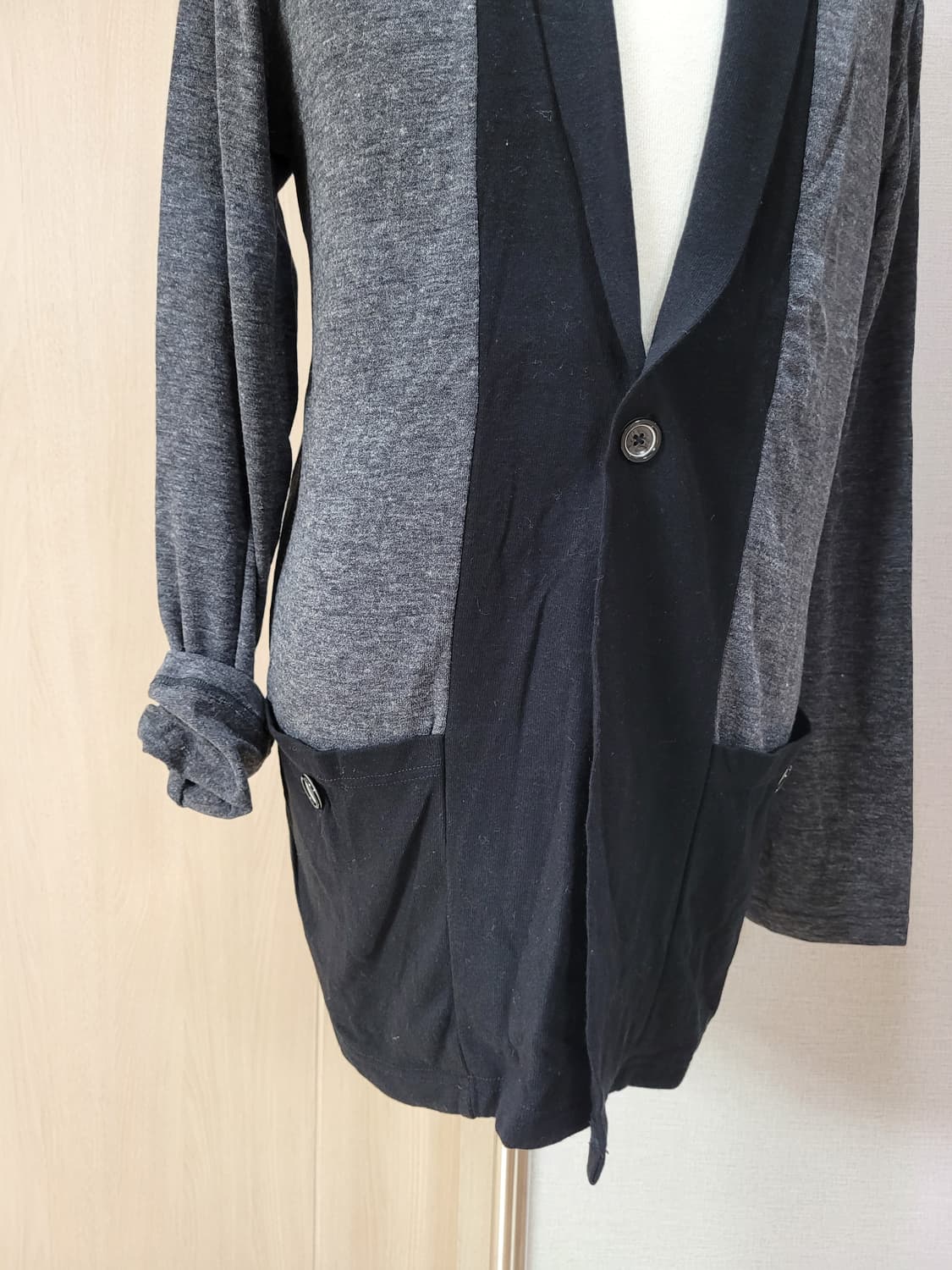 켈번 KELBURN 남자 원버튼 숄 가디건 100 블랙 상품이미지3