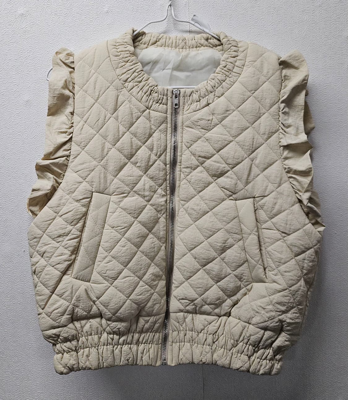 퀼팅 프릴 조끼 아이보리 여성용  M 상품이미지1