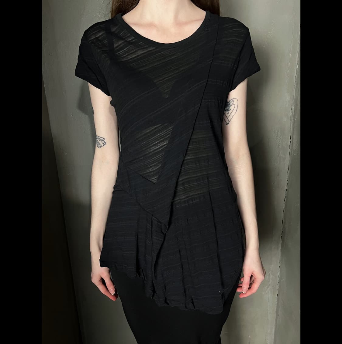 20ss 요지 야마모토 비대칭 니트 숏슬리브 티셔츠 상품이미지2