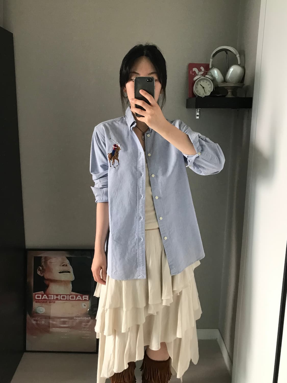 폴로 랄프로렌 포니 로고 스카이블루 셔츠 상품이미지4
