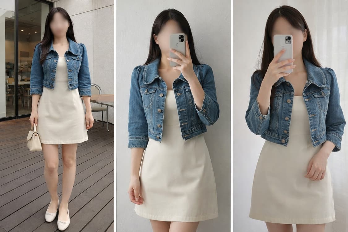 올리브데올리브 크롭 데님자켓/여성스러운 핏/봄가을 아우터 상품이미지1