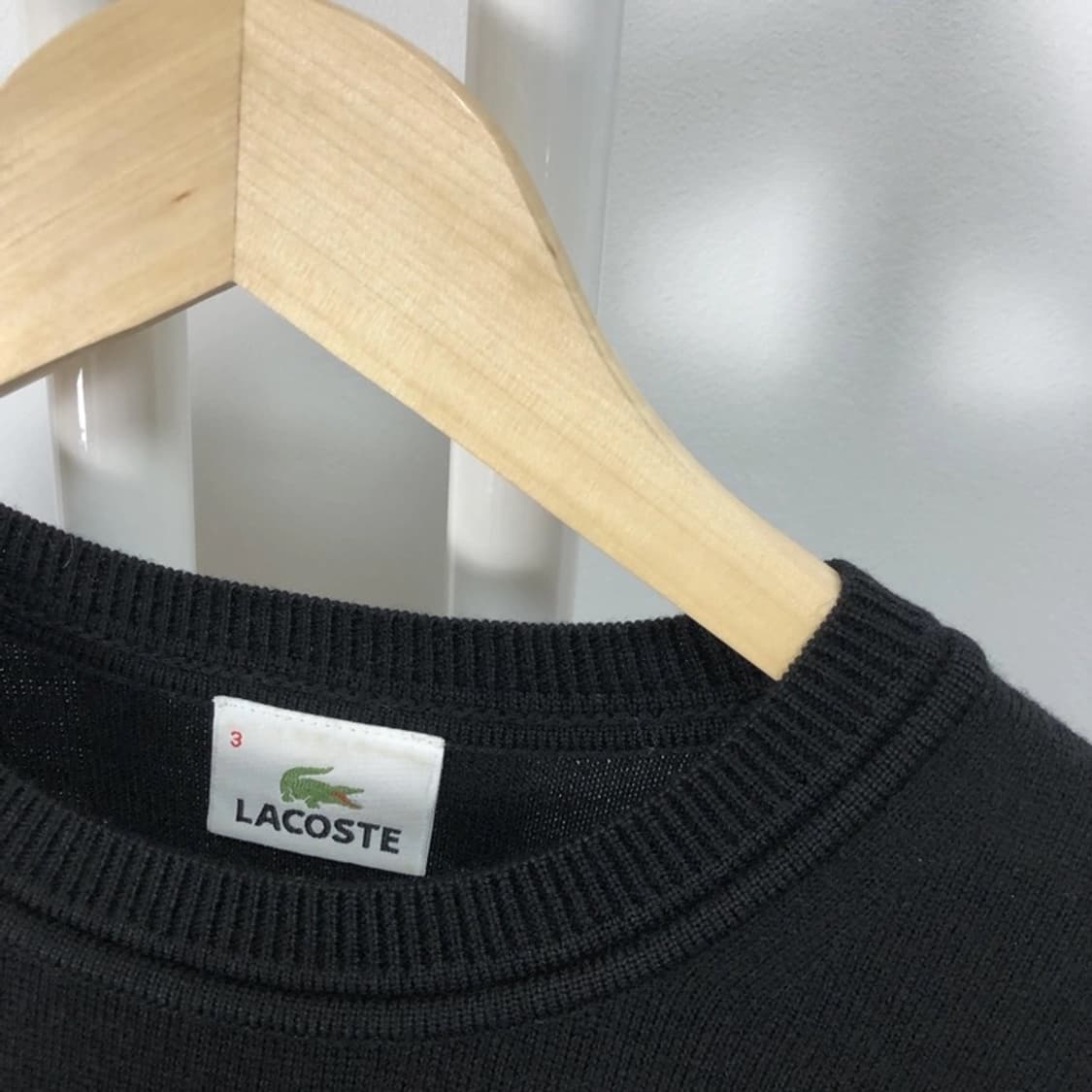라코스테 정품 메리노울 머슬핏 봄가을 니트 블랙 상품이미지5