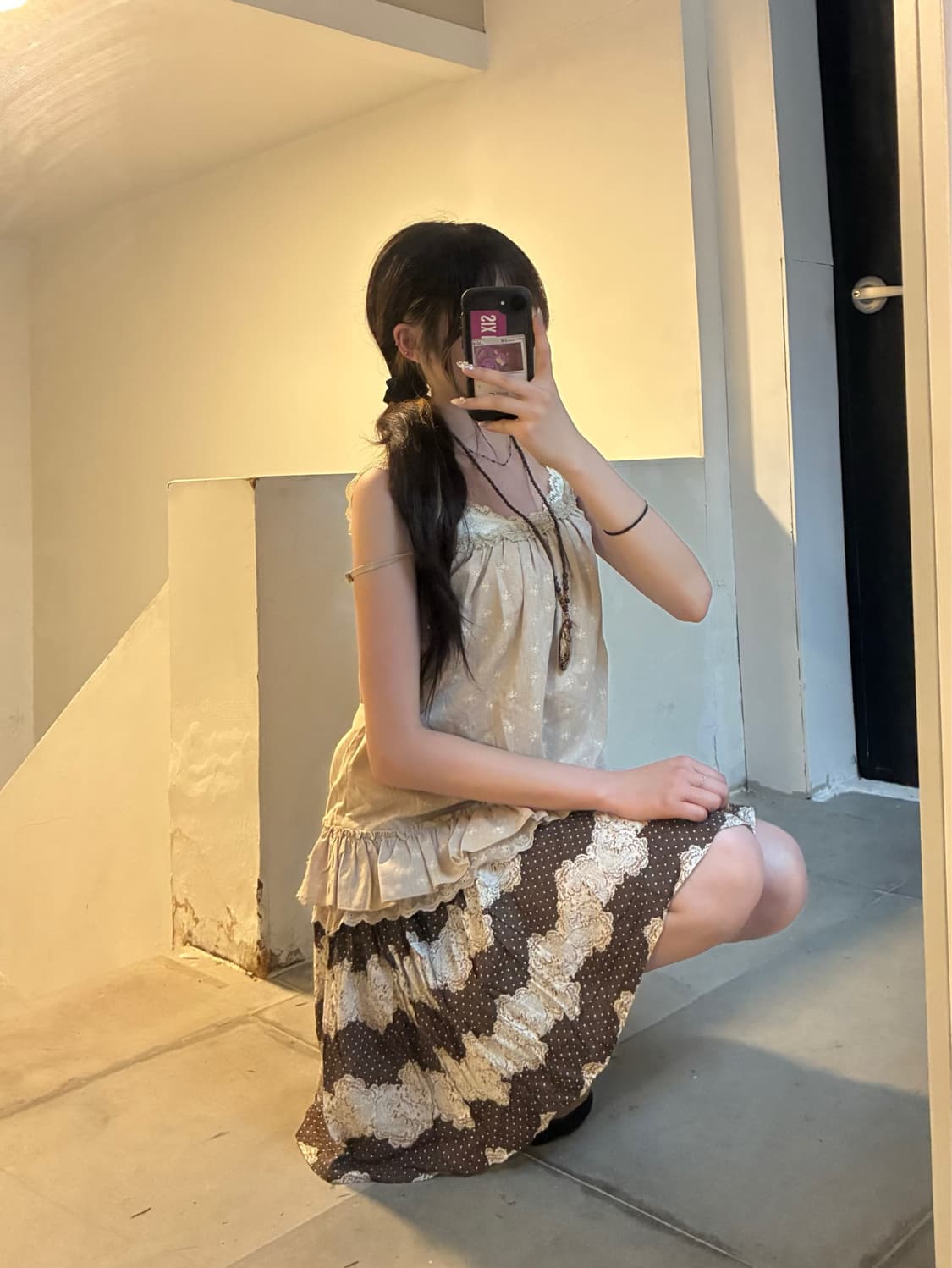 M)Chalra For Lds 빈티지 여성 레이스 디테일 화이트 나시 상품이미지9