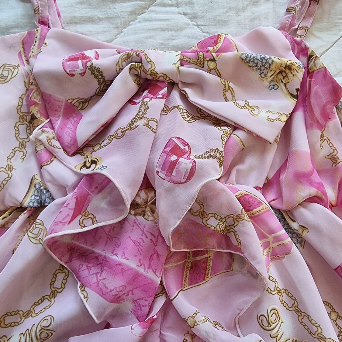 MARS 마즈 핑크 쥬얼리 박스 리본 튜닉 + 프릴 스커트 세트 상품이미지5