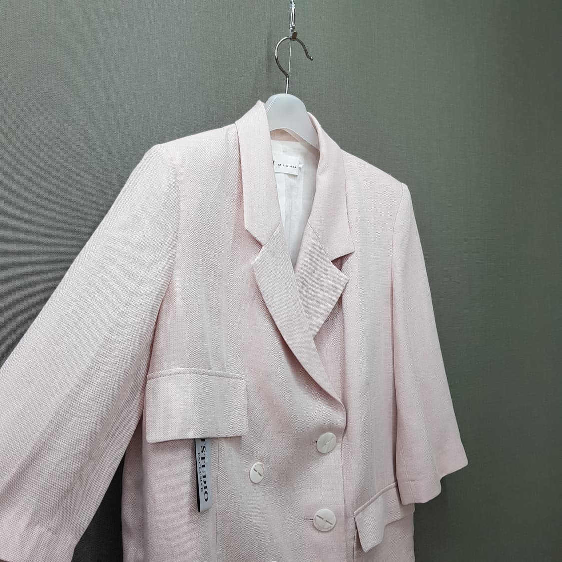 잇미샤 2023 린넨 블렌드 반팔 더블 버튼 자켓 55사이즈 상품이미지3