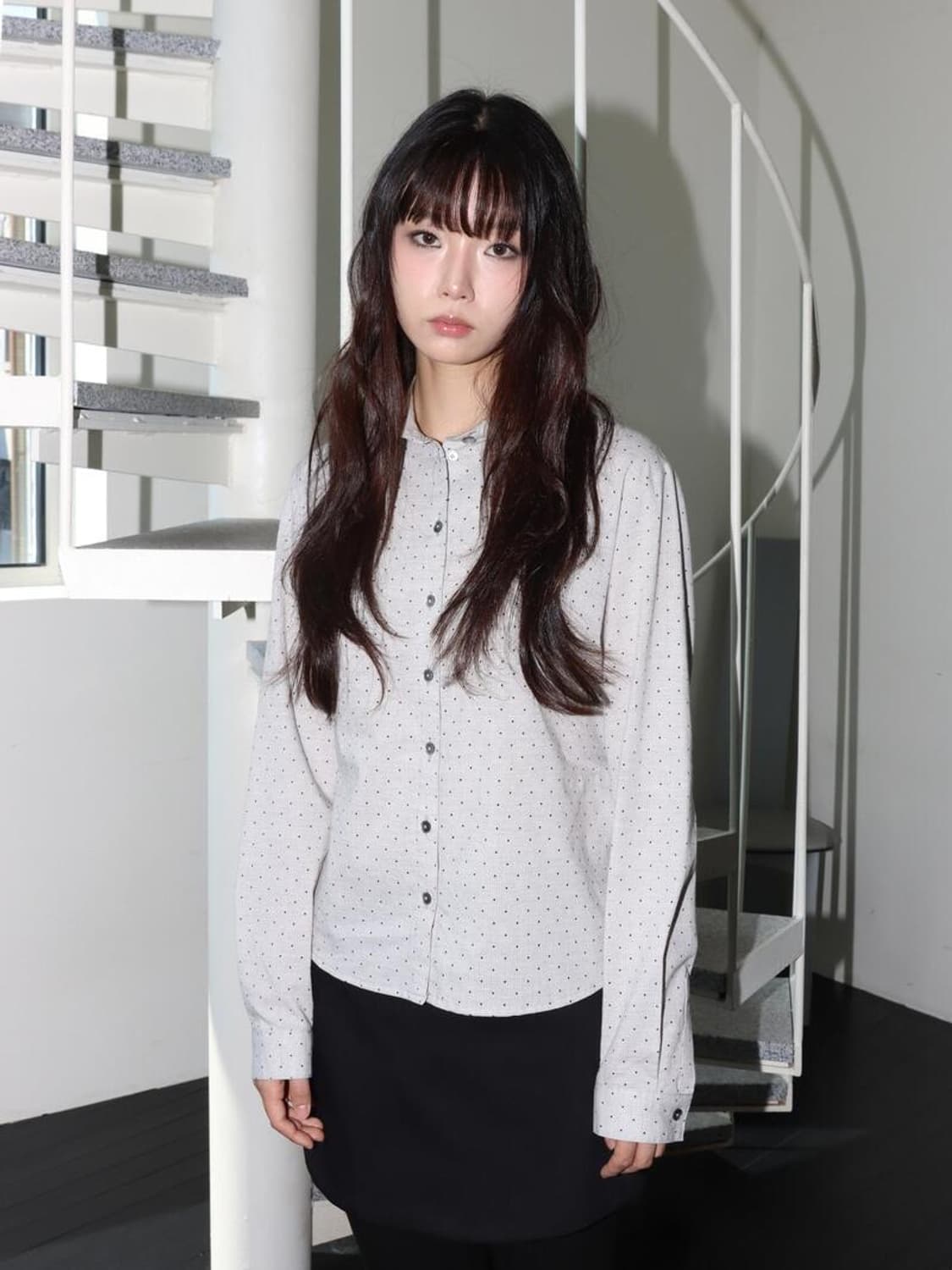 ONSKA PIN DOT SHIRT GREY 온스카 핀 닷 셔츠 그레이 상품이미지7