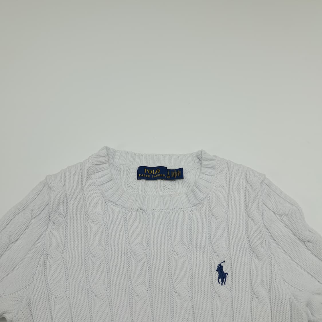 CN842W S 폴로 랄프로렌 화이트 케이블 반팔 니트 스웨터 상품이미지2