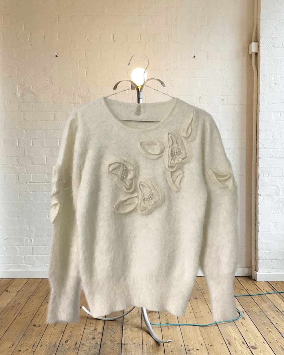 vintage pattern white knit 상품이미지5