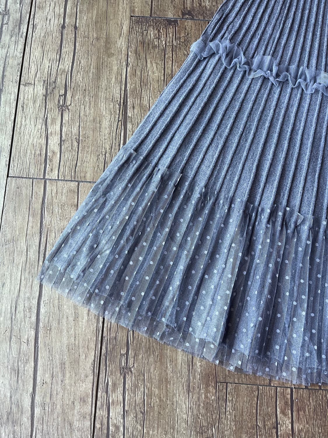 Knit pleats × Dotted mesh Skirt 상품이미지3