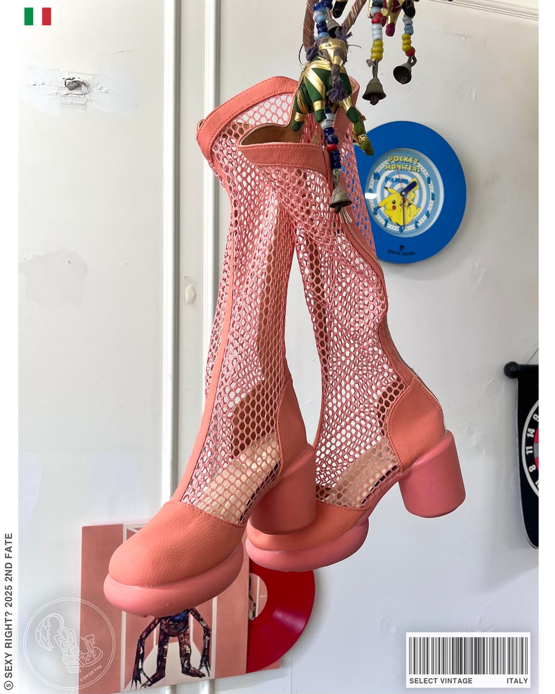 Italian Vtg Lace-up Mesh Rubber Boots 상품이미지1