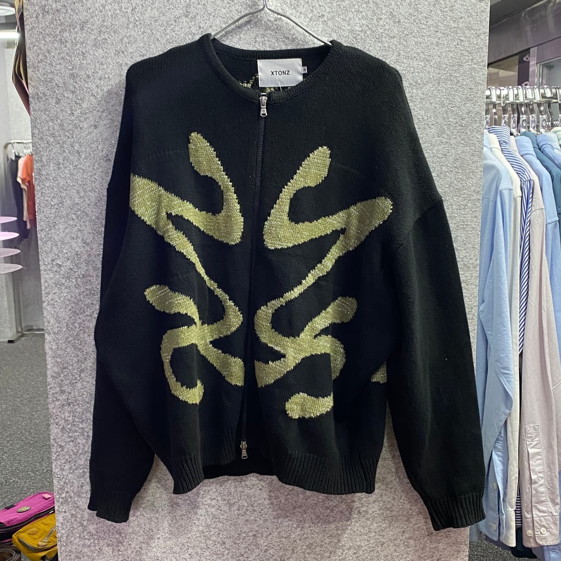 엑스톤즈 패턴 베스트 투웨이 니트 집업 B3357 상품이미지2