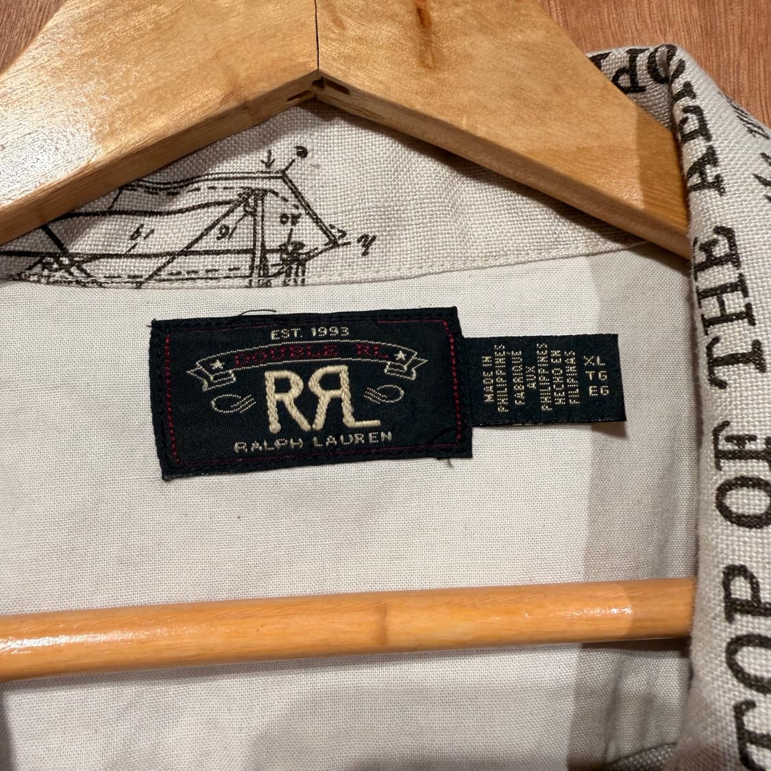 RRL 더블알엘 에어플레인 프린트 리넨 캠프 셔츠 XL 상품이미지4