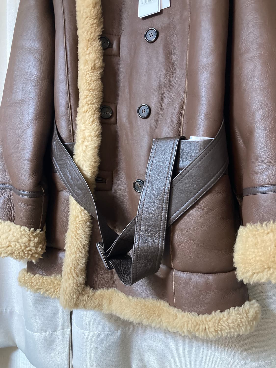 새상품/구할수X/약40%저렴)고준희 태디베어하프무스탕M브라운 상품이미지6