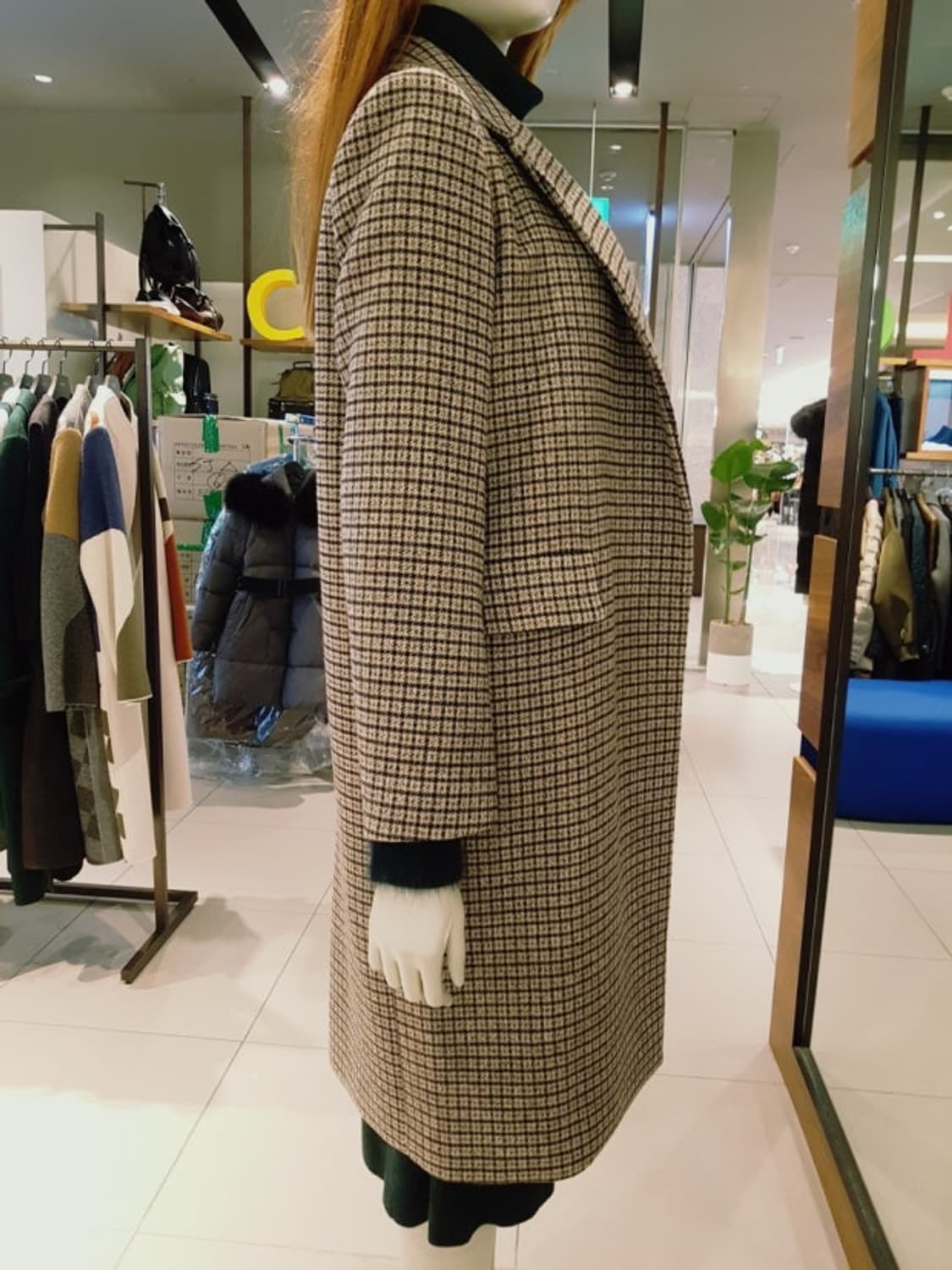 베네통 체크롱코트  상품이미지4