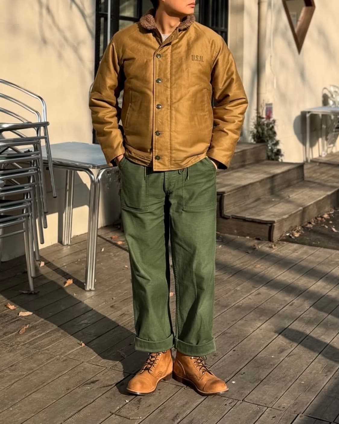 [40/극미] 버즈릭슨 N-1 덱자켓 카키 데모텍스 BR15345 상품이미지4