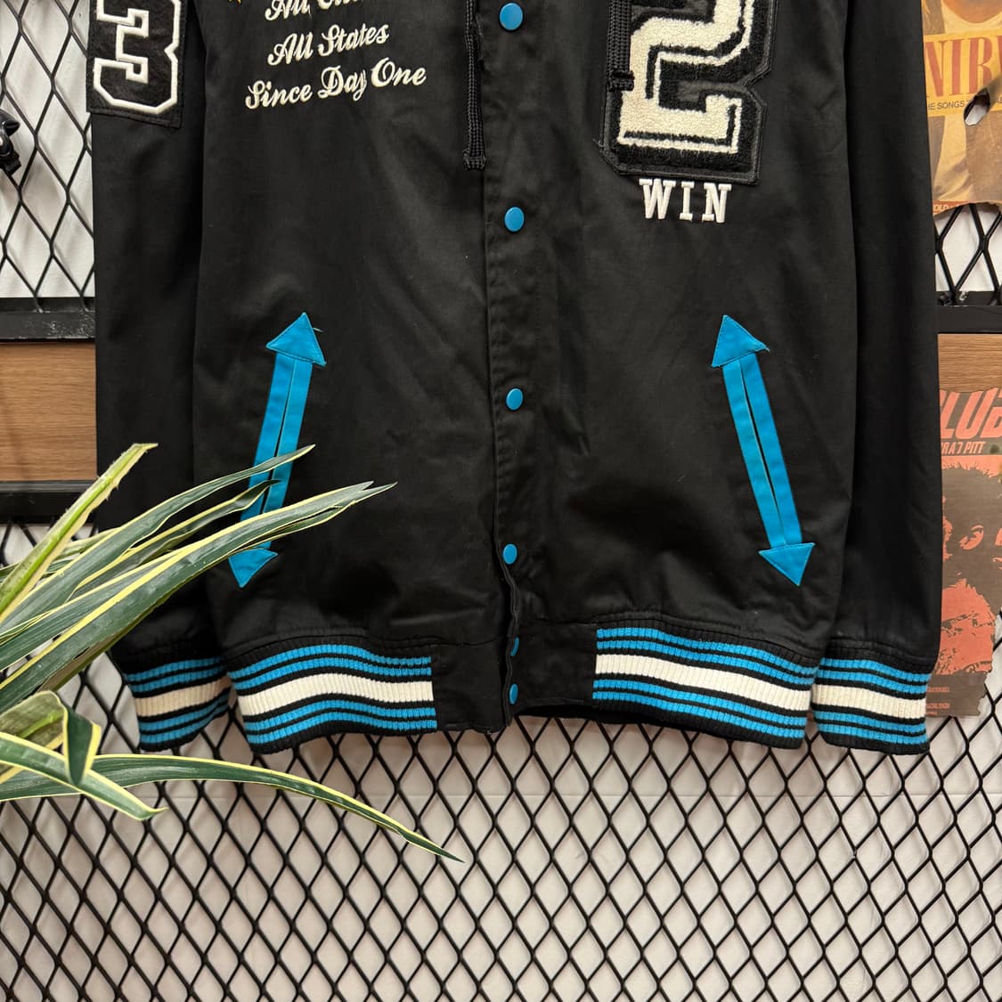 00s USA VINTAGE 스프링 필드 후드 바시티자켓 블랙 블루 상품이미지4