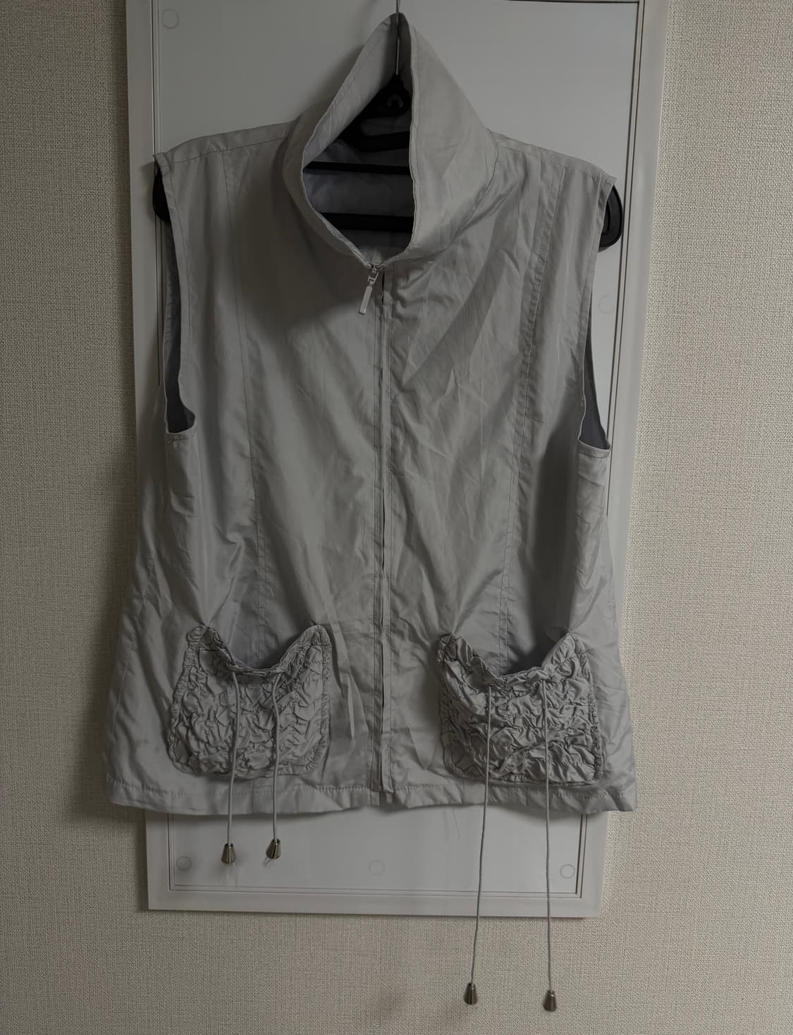 japanese vintage 셔링 레이어드 하이넥 조끼 집업  상품이미지1